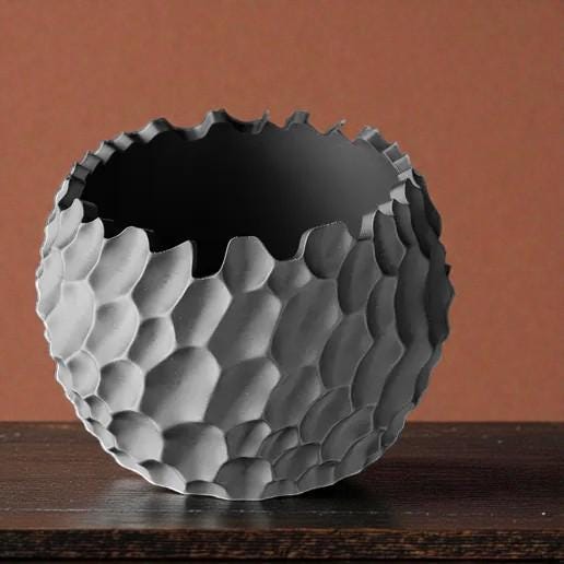 Cache-Pot Motif Alvéole Brute et Tranchée