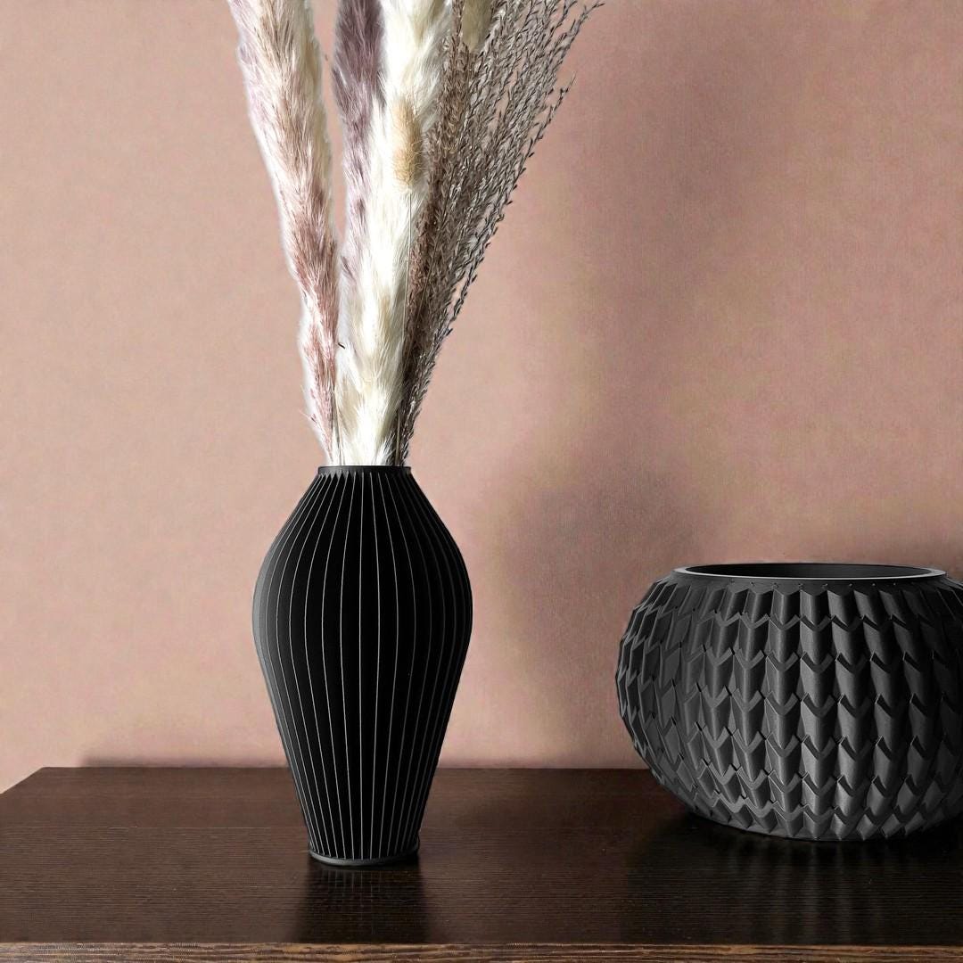 Vase ROMERO - Noir - idéal fleurs séchées - Cadeau original !