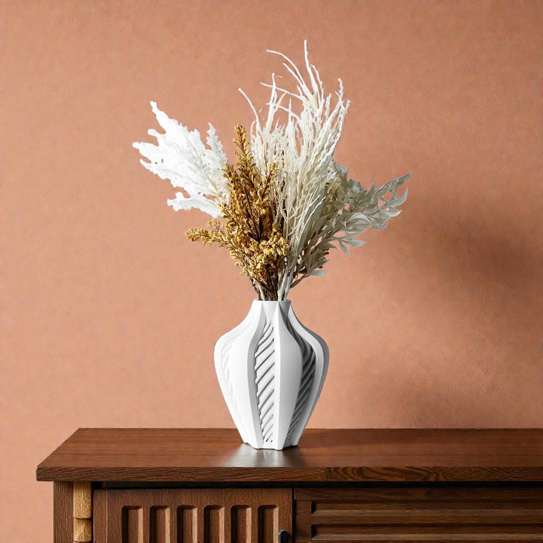 Vase ELVOX - Blanc - idéal fleurs séchées