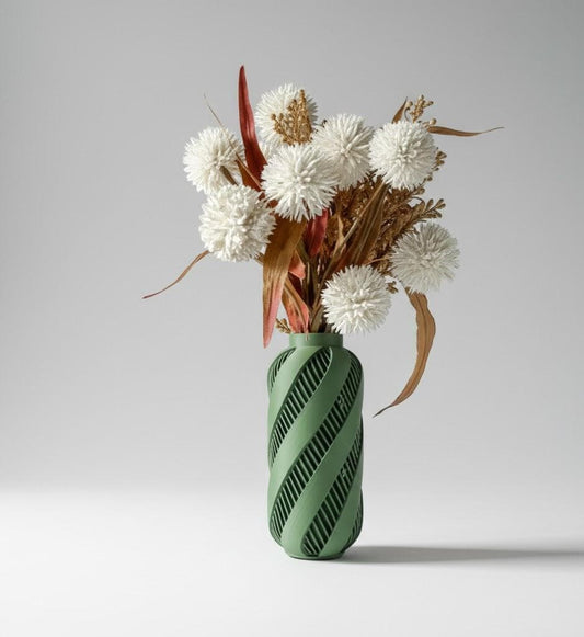 Vase ALINE - Vert olive - idéal fleurs séchées