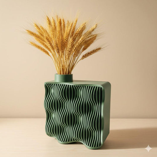 Vase KAMSO - Vert olive - idéal fleurs séchées