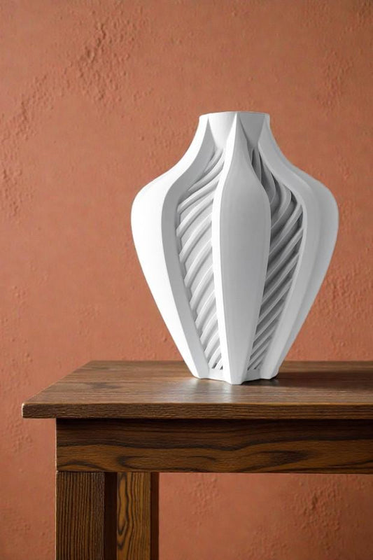 Vase ELVOX - Blanc - idéal fleurs séchées