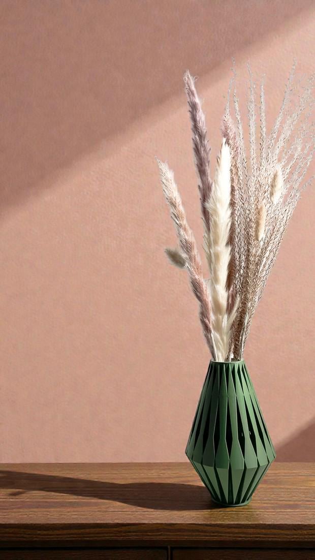 Vase ONDE - Vert olive - idéal fleurs séchées