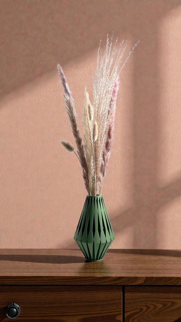 Vase ONDE - Vert olive - idéal fleurs séchées