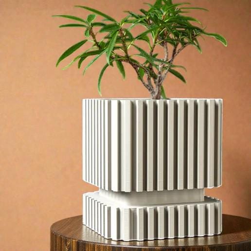 3D Printed Modern Planter, Architectural Square Pot